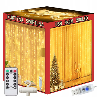 LED SVETELNÁ ZÁCLONA 3x3 vianočné osvetlenie do okna