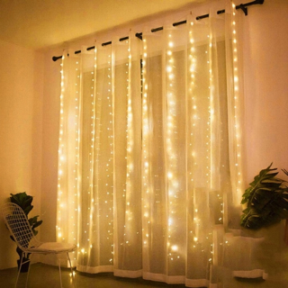 TEPLÁ SVETELNÁ ZÁCLONA 3x3 USB 300 LED DIAĽKOVÉ OVLÁDANIE VIANOČNÝ STROMČEK