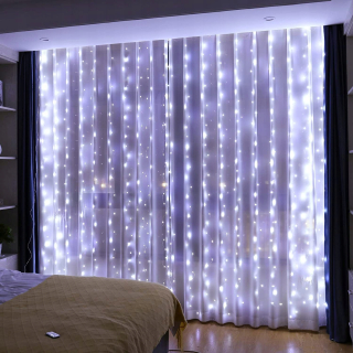 SVETELNÁ ZÁCLONA 300LED LAMPY DIAĽKOVÉ GIRLAND 3X3M