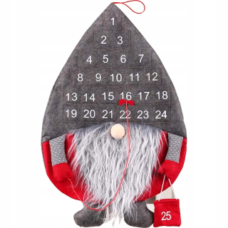 Nástenný adventný kalendár, závesný na stenu, Gnome, Gnome, 61x39cm