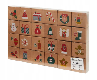Adventný kalendár, krabička na drobnosti, 24 ks