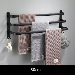 Čierny vešiak na uteráky s tromi štýlmi 50 cm