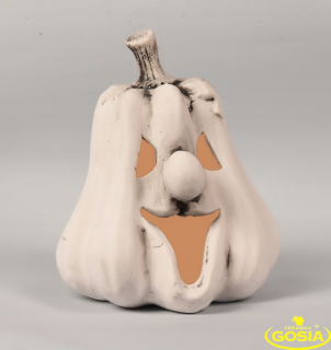 Lampáš, svietník - Tekvica veľká halloween lucern keramika jeseň šedá