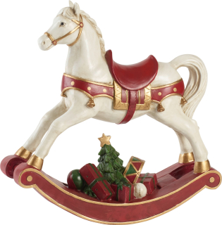 Vianočná figúrka - Hojdací koník Villeroy&Boch 35-9391-0004 biela a červená 32,5x33 cm