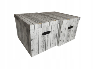 Box, nádoba - Dekoratívna kartónová krabica, 2 kusy, šedá XXL doska