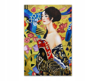 Maľované maľované Gustav Klimt dáma s ventilátorom
