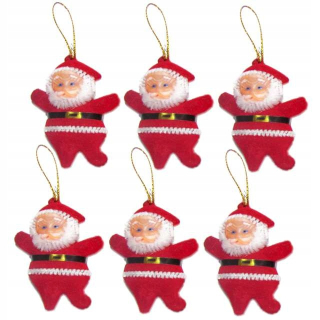 Vianočné ozdoby - Glitter vianočné ozdoby Red Santa Clauses x6