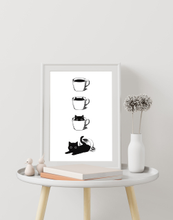 Plagát Cat Black and White, Humor, Art, Animals bez rámu 50 x 70 cm