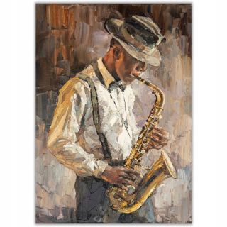 Plagát muž so saxofónom bez rámu 70 x 100 cm
