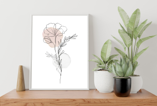 Plagátová žena One Line Rastliny, umenie bez rámu 40 x 50 cm