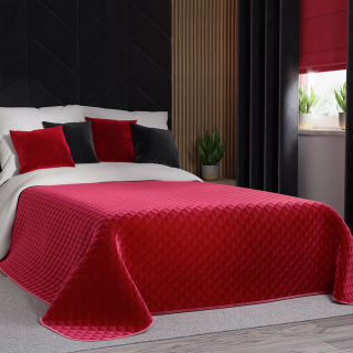 Zamatový prehoz Marquisette 240 cm x 220 cm odtiene červenej