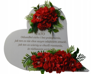 Veniec, kvety ikebana na hrob - Srdce na pamätníka stojaci na hrob
