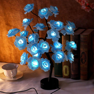 umelá modrá ružová kvetina stromová lampa