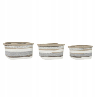 DKD DOMOVÝ DECORE Basket Set sada Juta Cotton (36 x