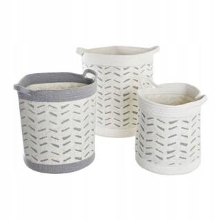 DKD DOMOV DECON Grey Cotton Basket Set (3 cz