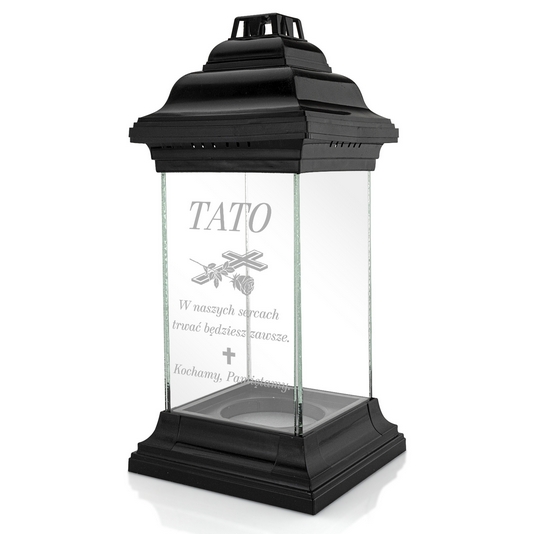 Sklenený znicz kaplnka s gravírovaním