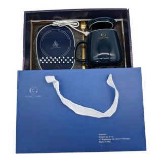 Keramický hrnček s USB podložkou, modrý, 400 ml