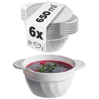Biele sklenené misky KADAX na polievku 650 ml, 6 ks