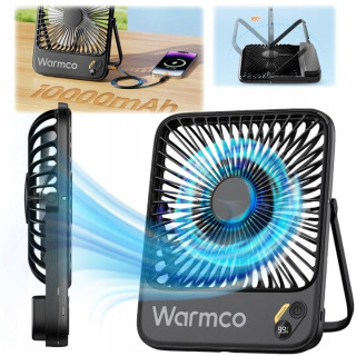 Warmco D3 prenosný stolový ventilátor, 10000 mAh, čierny