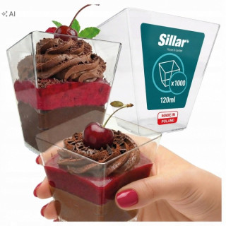 Priehľadné dezertné poháriky Sillar 120 ml, 1000 ks