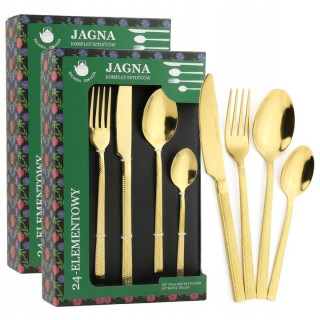 Zlatá súprava príborov Silesia Emalia Jagna 48 dielov