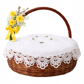 Biela čipkovaná servítka do veľkonočného košíka 60 cm