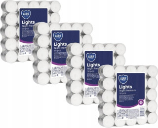 Bezvonné čajové sviečky Bispol Aura Night Lights, 200 kusov