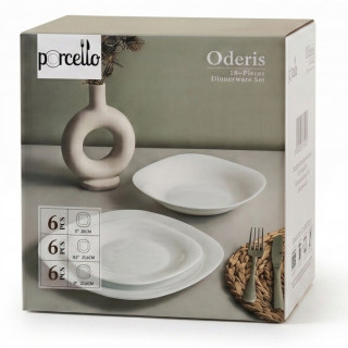 Jedálenský servis Porcello ODERIS z tvrdeného skla, 18 dielov