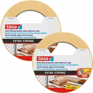 Dve obojstranné pásky tesa Extra Strong na koberce, 25 m × 50 mm