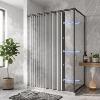 Sivý magnetický sprchový záves ligu 180 × 200 cm