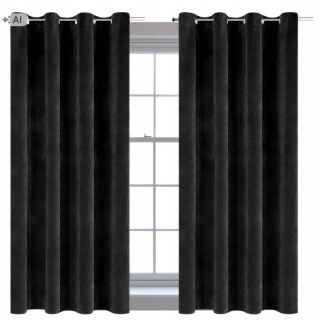 Čierny velúrový záves More&Deco 140 × 250 cm na priechodkách