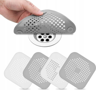 Sivé silikónové sitká Flintronic na odtok, 4 kusy