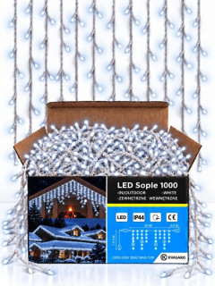 Studenobiele svetelné cencúle Kvasaro 1 000 LED, 50 m