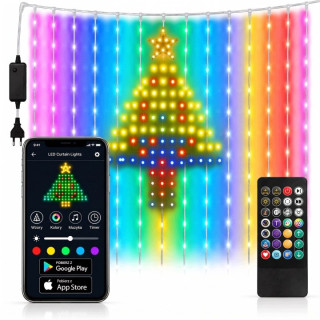 Svetelná LED záclona RGB 400 diód 2 × 2 m