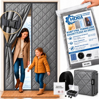 Sivý magnetický dverový záves 110 × 220 cm, výplň 160 g/m²