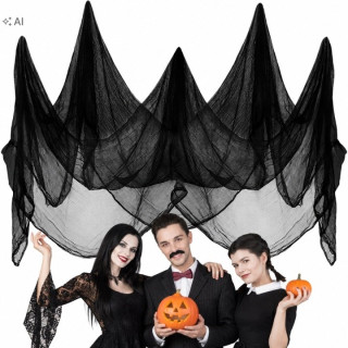 Čierna dekoračná pavučina PartyPal 76 × 300 cm