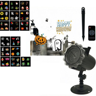 LED projektor na Halloween a Vianoce so 16 predlohami