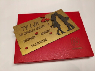 Personalizovaná 3D valentínska tabuľka s párom, 20 cm