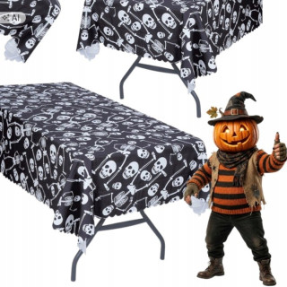 Čierny obrus Fiestas Guirca s kosťami, 177 × 134 cm