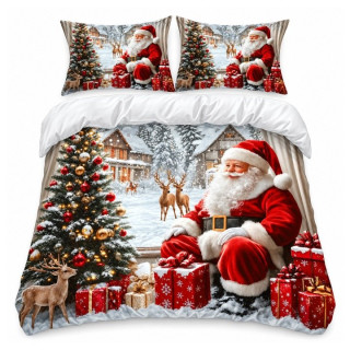 Vianočné obliečky s Mikulášom 200 × 220 cm a 2 vankúšmi
