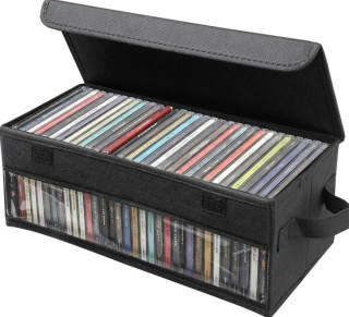 Čierny skladací textilný organizér na CD, 36 × 16 × 14 cm