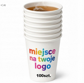 Papierové poháre s farebným logom 250 ml, 100 ks